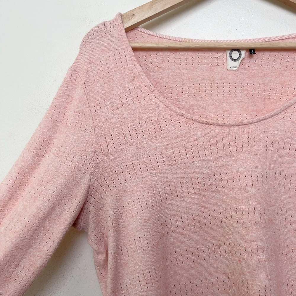 Anthropologie Akemi + Kin Womens Medium Pink Sylvie Pointelle Top